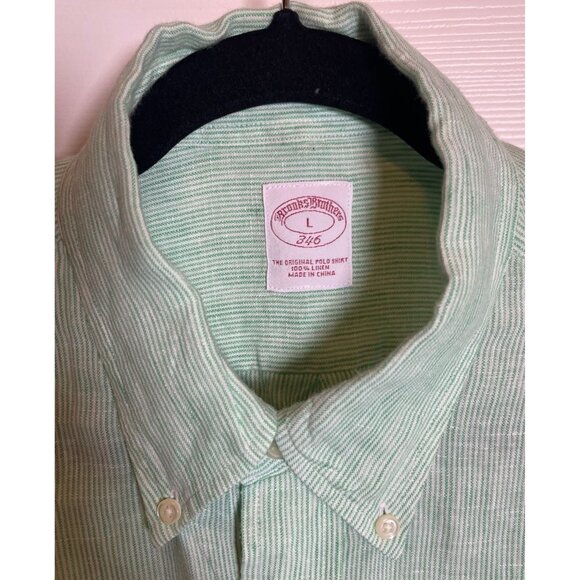 Brooks Brothers Mens Short Sleeve 100% Linen Shirt Sz Lg Casual*Comfort*Workwear - Picture 3 of 8